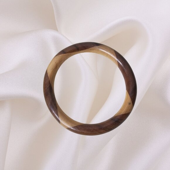1970s Wooden Bracelet Bangle Square in Circle - Picture 1 of 3